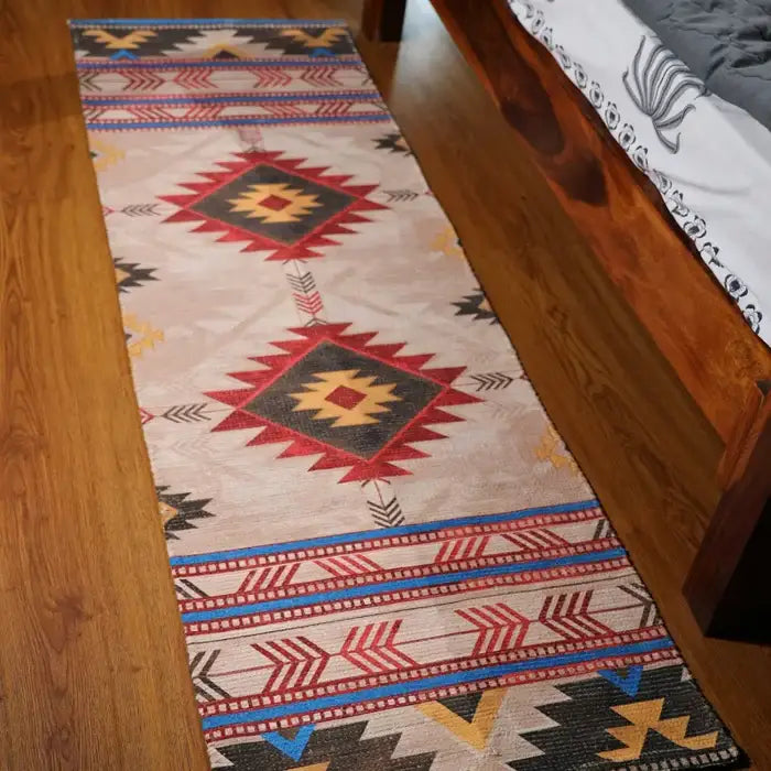 Mona B - Printed Vintage Dhurrie Carpet Rug Runner for Living Room Bedroom: 1.83 X 6 Feet Multi Color - BR-500 RGR