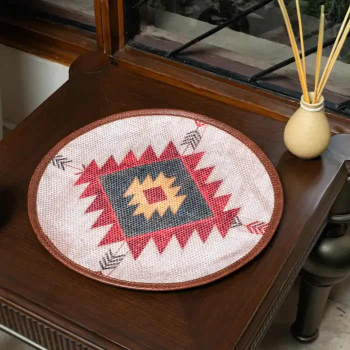 Mona B - Set of 2 Printed Placemats, 13 INCH Round, Best for Bed-Side Table/Center Table, Dining Table/Shelves - BR-500 P