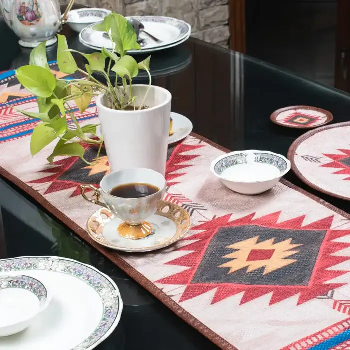 Mona B - Printed Runner, 13X 60 INCH, Best for Bed-Side Table/Center Table, Dining Table/Shelves - BR-500 RUM