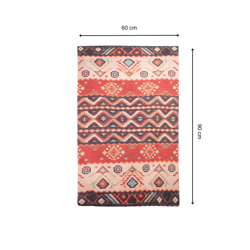 Mona B - Printed Vintage Dhurrie Carpet Rug Runner Floor Mat for Living Room Bedroom: 2 X 3 Feet Multi Color - BR-502 RGS
