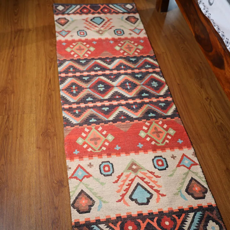 Mona B - Printed Vintage Dhurrie Carpet Rug Runner for Living Room Bedroom: 1.83 X 6 Feet Multi Color - BR-502 RGR