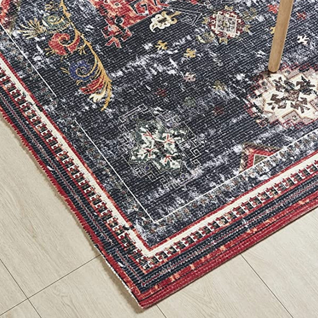 Mona B Printed Vintage Dhurrie Carpet Rug Runner Floor Mat for Living Room Bedroom: 3.5 X 5.5 Feet Multi Color