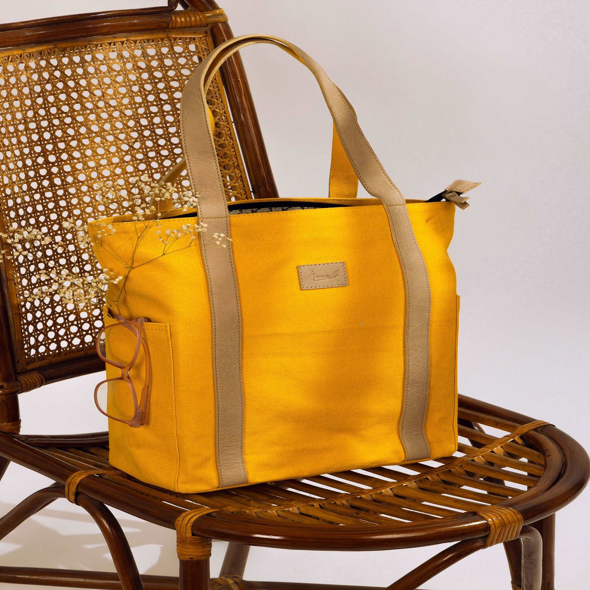 Mona B Color Block Tote: Golden Rod - (M-2503) - Handbag by Mona-B - 