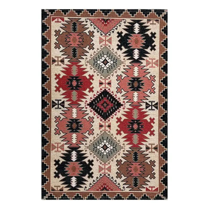 Printed Vintage Dhurrie Rug Carpet 3.5x5.5 Feet - Multi Color Traditional Floor Mat