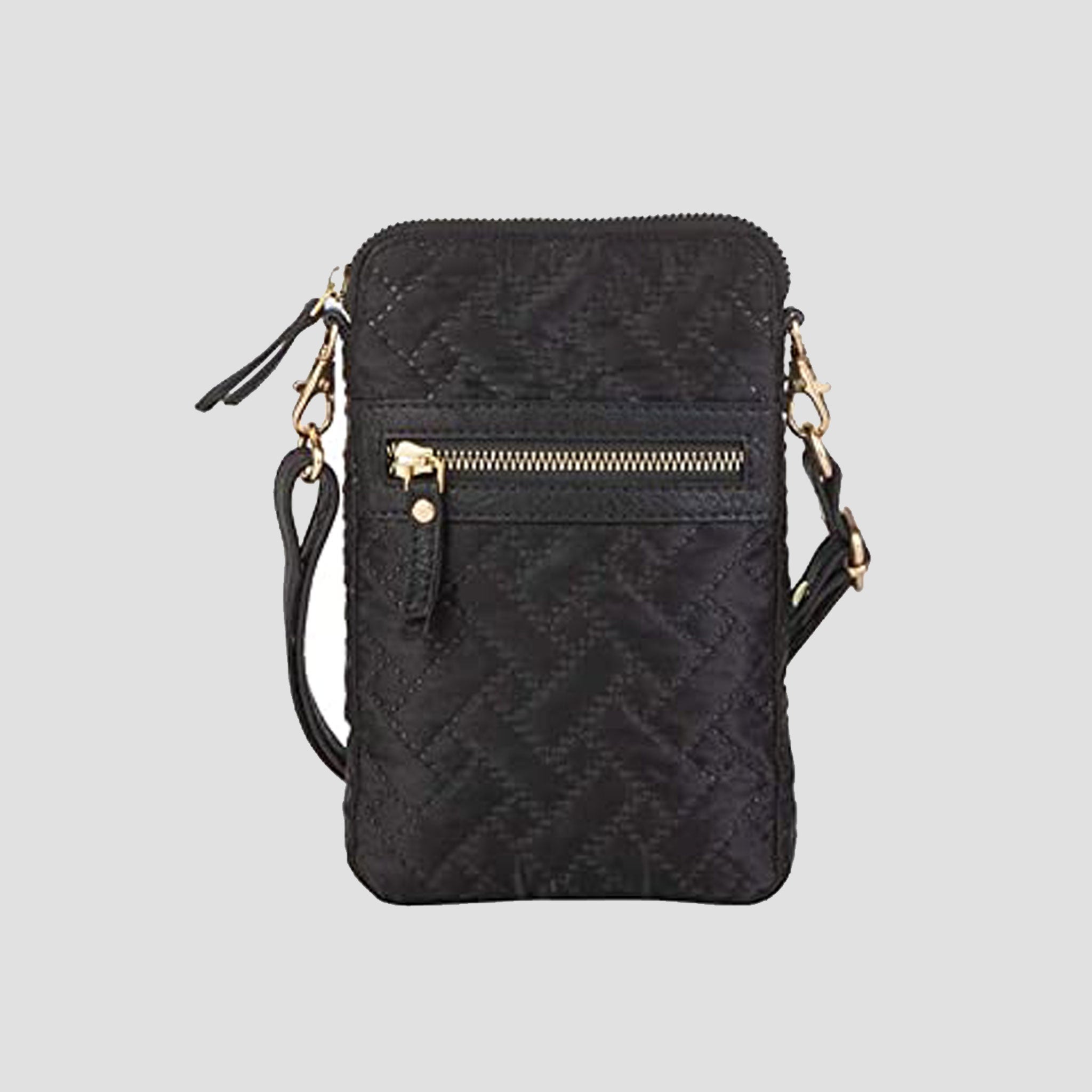 Mona B Small Recycled Quilted Polyester Messenger Crossbody Sling Bag with Stylish Design for Women: Black