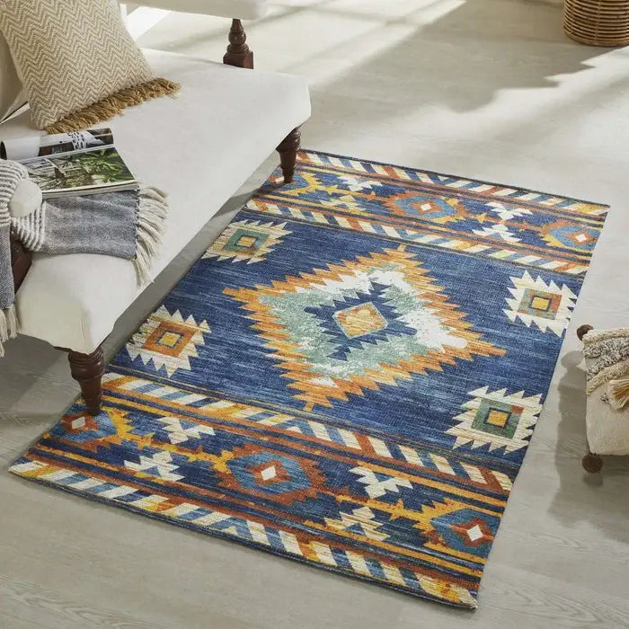 Vintage Dhurrie Carpet 3.5x5.5 Feet - Multicolor Printed Area Rug for Living Room and Bedroom