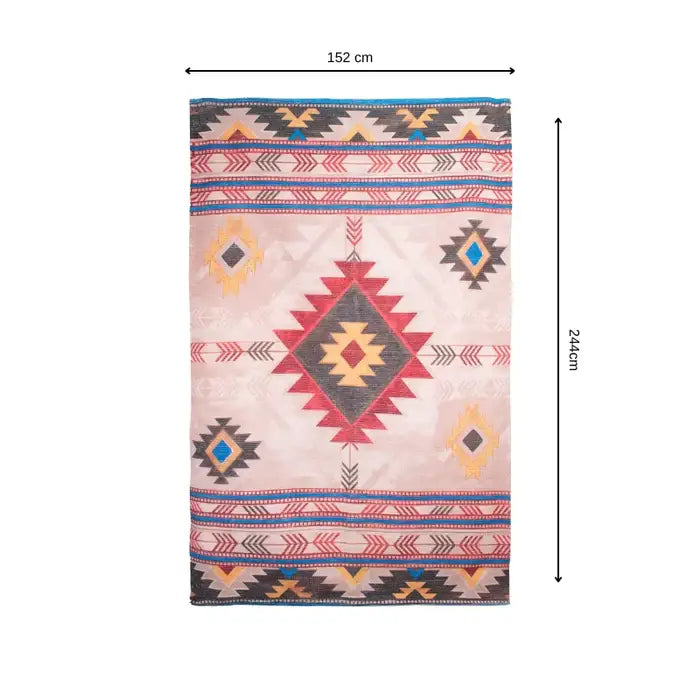Mona B - Printed Vintage Dhurrie Carpet Rug Runner Floor Mat for Living Room Bedroom: 5 X 8 Feet Multi Color - BR-500 RGL
