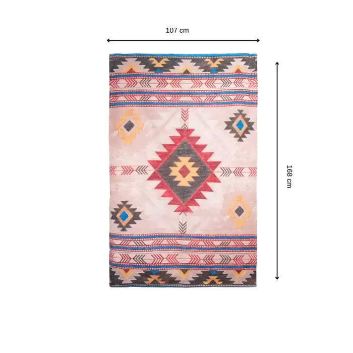 Mona B - Printed Vintage Dhurrie Carpet Rug Runner Floor Mat for Living Room Bedroom: 3.5 X 5.5 Feet Multi Color - BR-500 RGM