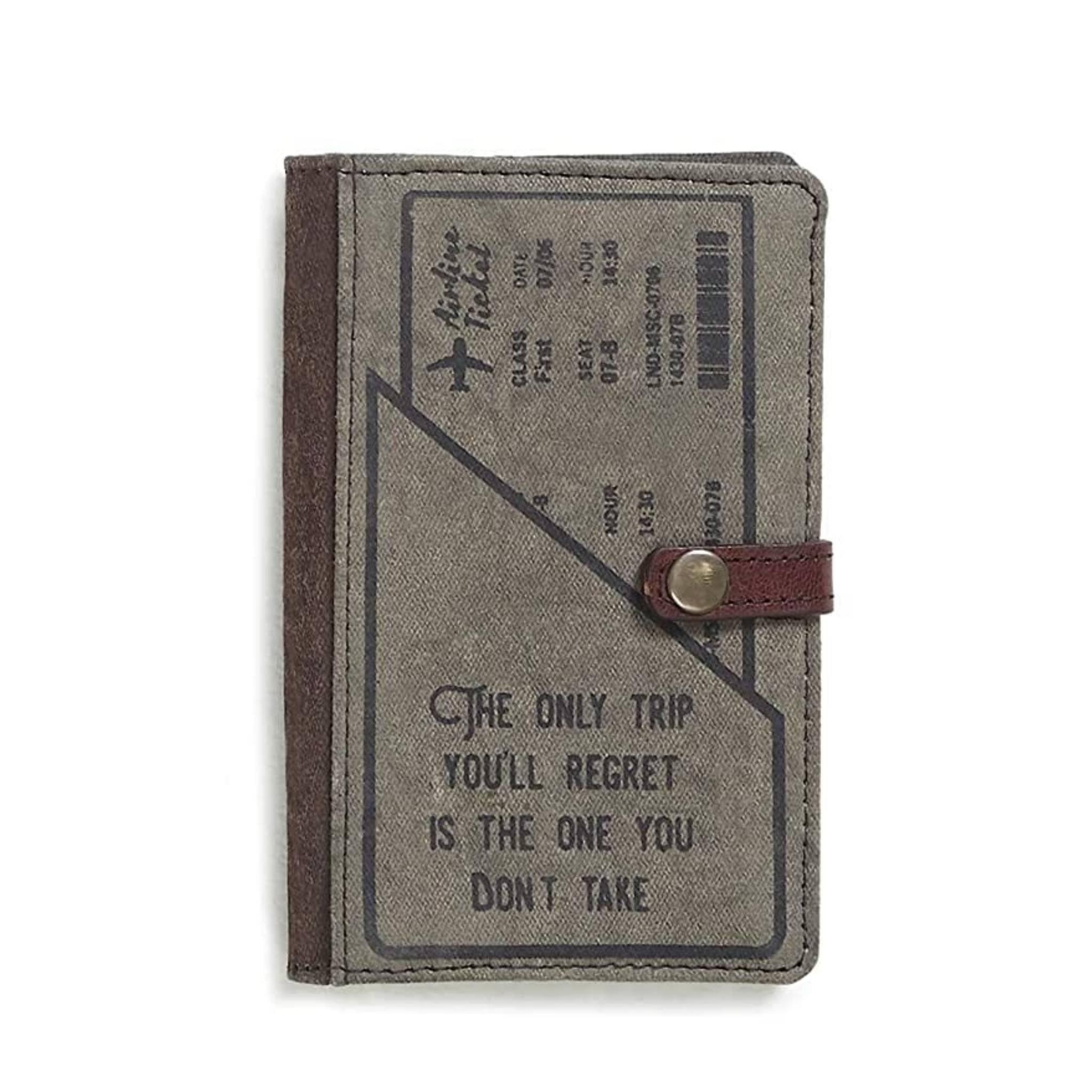 Mona B Trip Regrets Upcycled Canvas Passport Travel Women's Wallet (Brown)