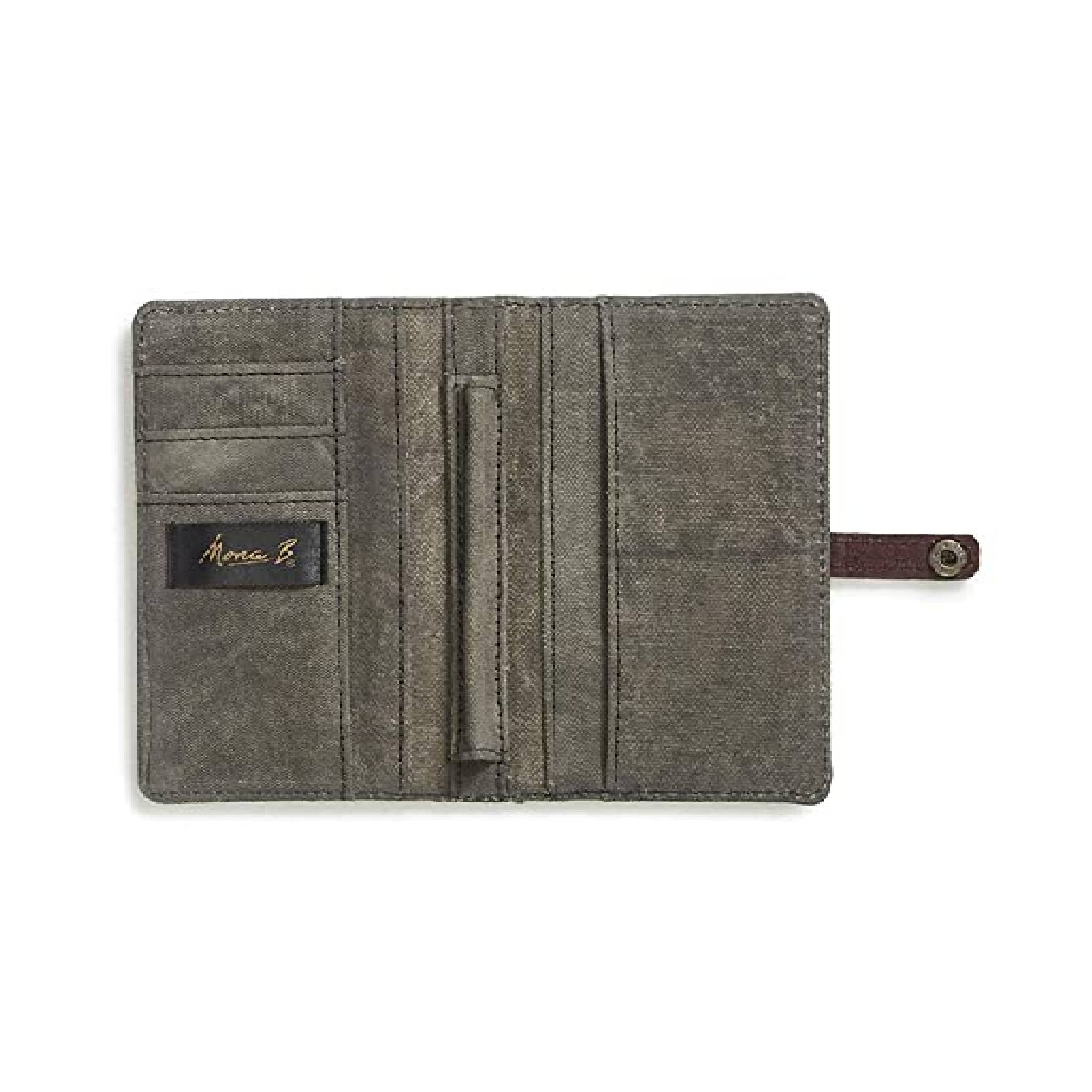 Mona B Trip Regrets Upcycled Canvas Passport Travel Women's Wallet (Brown)