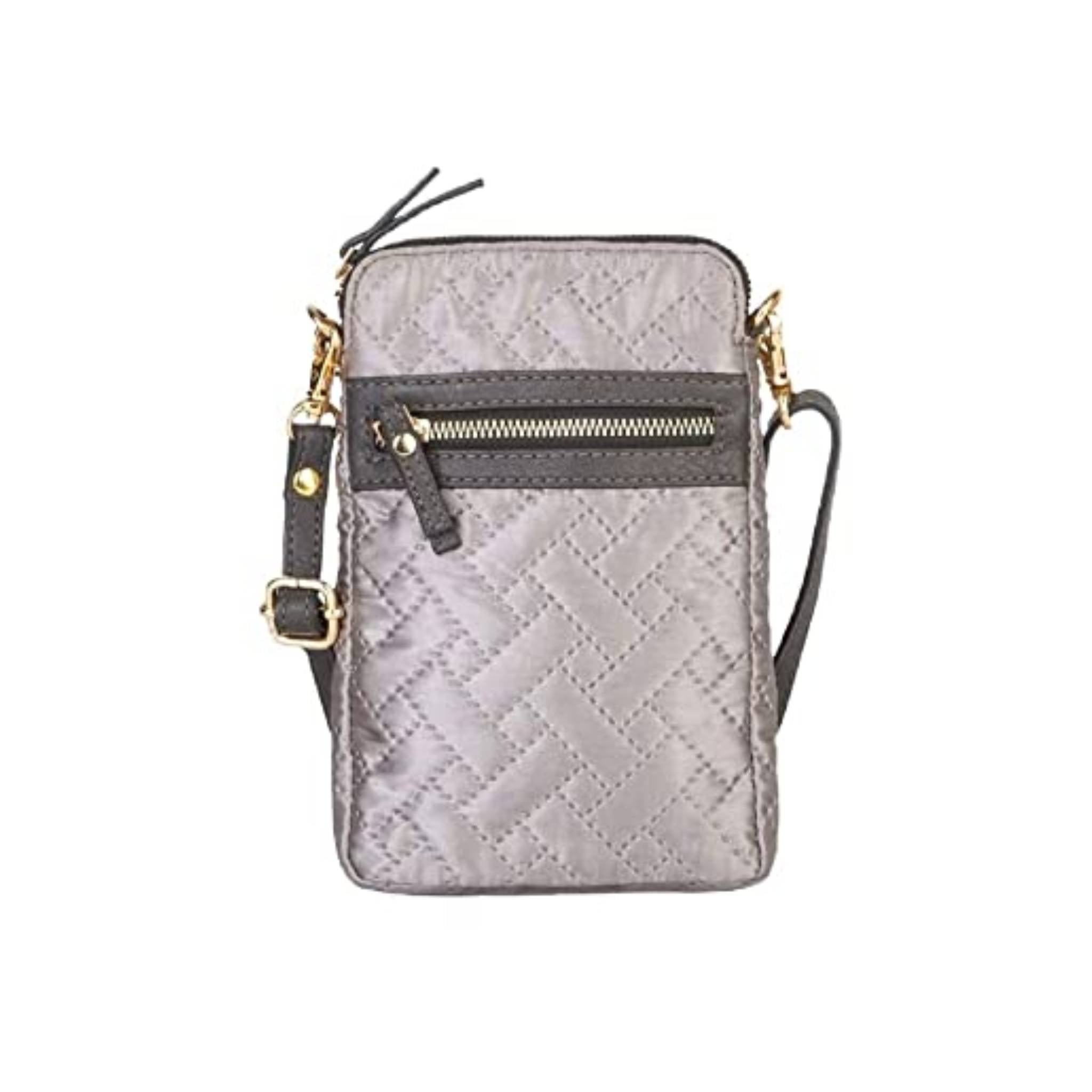 Mona B Small Recycled Quilted Polyester Messenger Crossbody Sling Bag with Stylish Design for Women: Steel