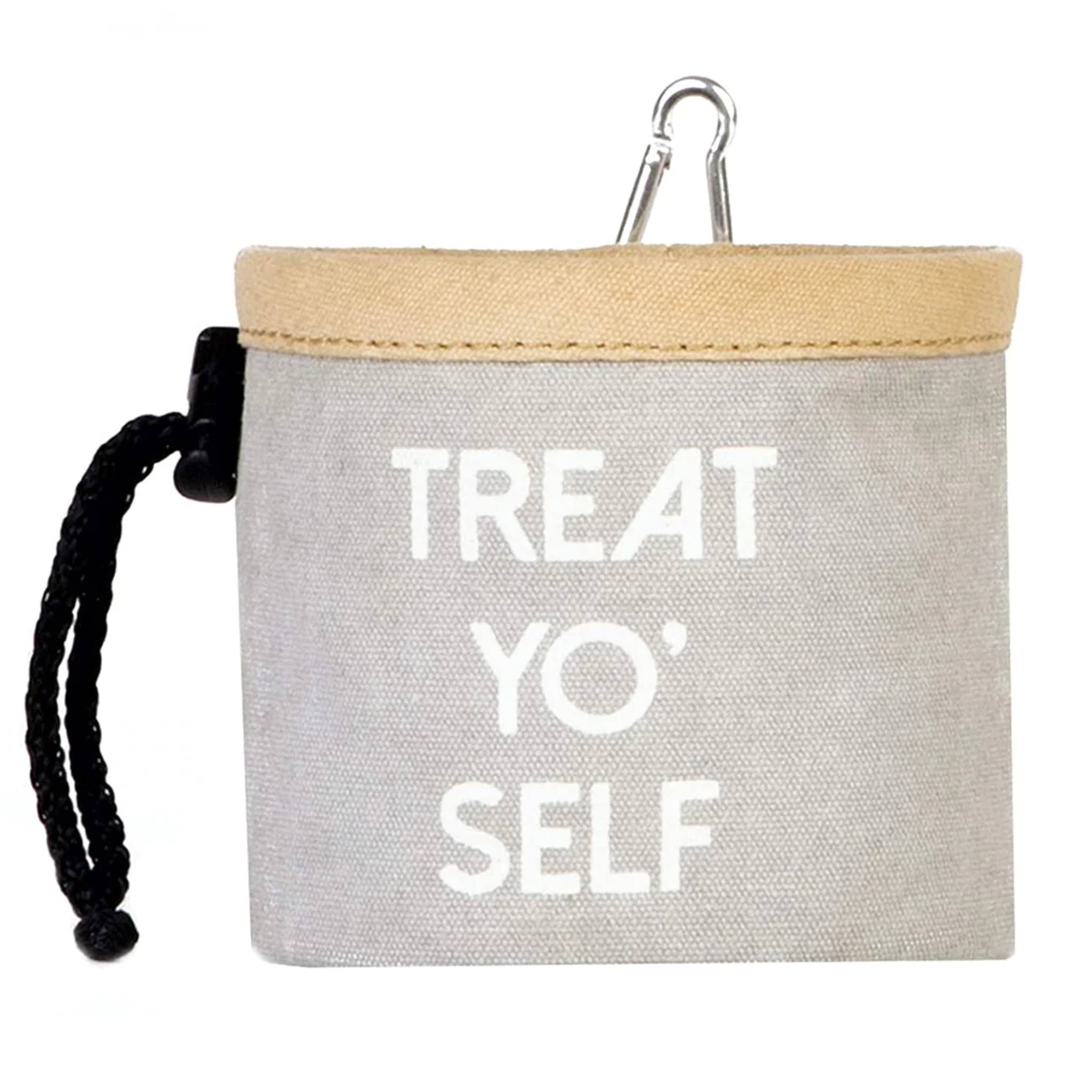 Mona B. Treat Yo'self Portable Upcycled Canvas Treat Bag with Vegan Leather Trim M-5747