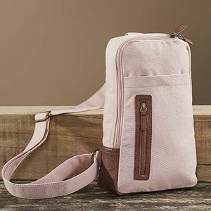 Mona B Pink Medium Canvas Messenger Crossbody Bag with Stylish Design for Women