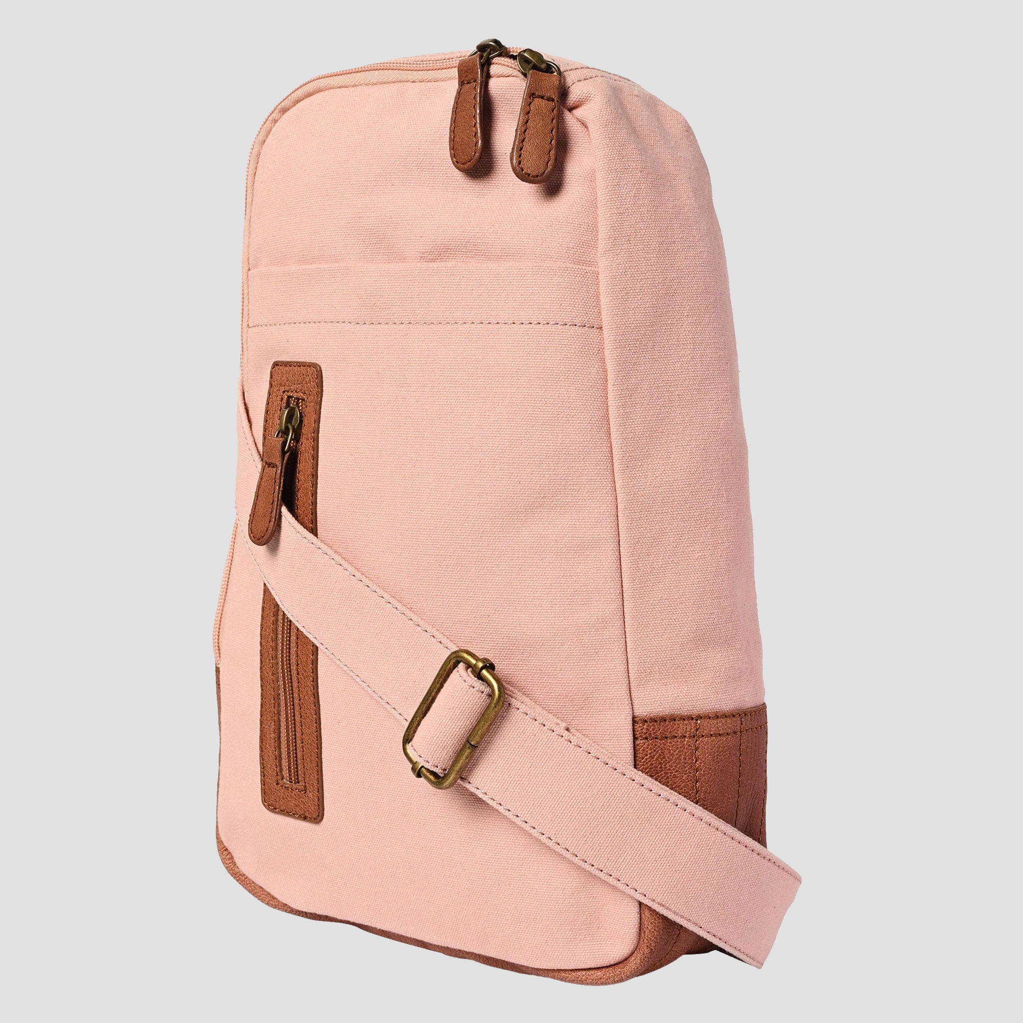 Mona-B Bag Mona B Pink Medium Canvas Messenger Crossbody Bag with Stylish Design for Women
