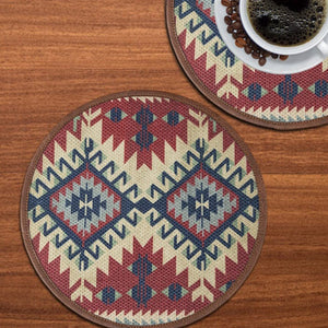 Mona B Set of 2 Printed Mosaic Placemats, 13 INCH Round, Best for Bed-Side Table/Center Table, Dining Table/Shelves (Mosaic)