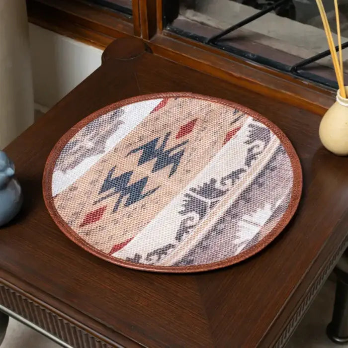 Mona B - Set of 2 Printed Placemats, 13 INCH Round, Best for Bed-Side Table/Center Table, Dining Table/Shelves - BR-501 P