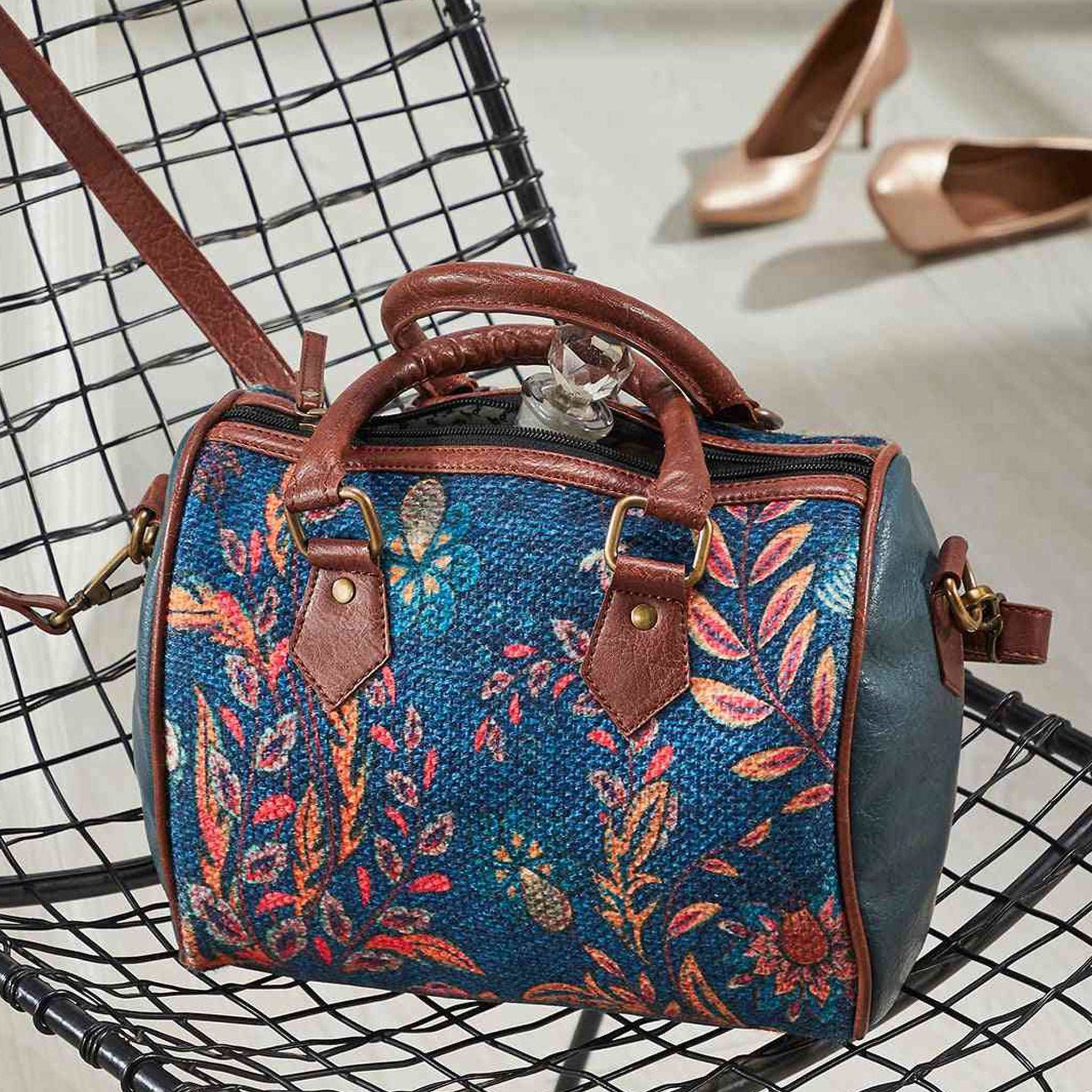 Mona B Canvas Small Vintage Handbag, Shoulder Bag, Crossbody Bag For Shopping, Travel With Stylish Design For Women (Blue, Kilim) - M-7004 - Handbag by Mona-B - Backpack, Flash Sale, Flat40, Sale, 