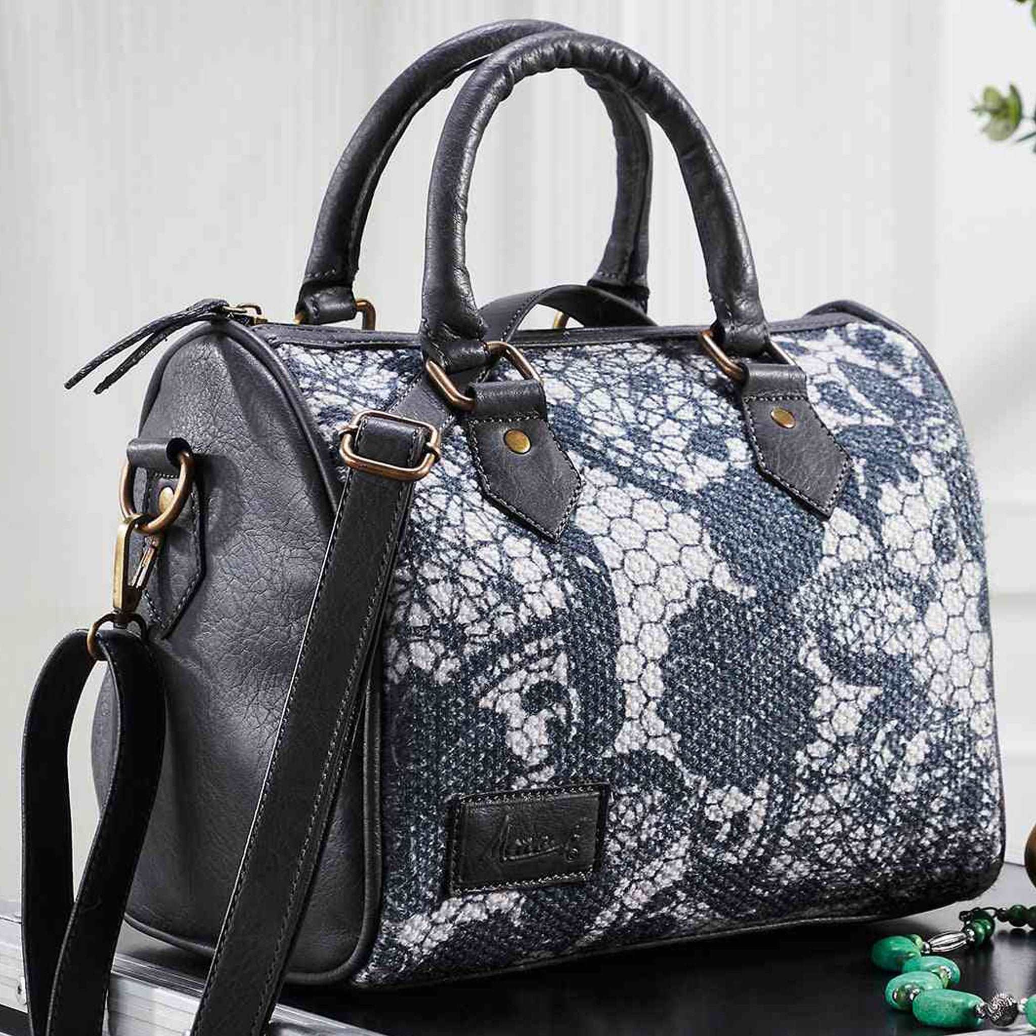 Mona B Canvas Small Vintage Handbag, Shoulder Bag, Crossbody Bag For Shopping, Travel With Stylish Design For Women (Grey, Kilim) - M-7003 - Handbag by Mona-B - Backpack, Flash Sale, Flat40, Sale, 