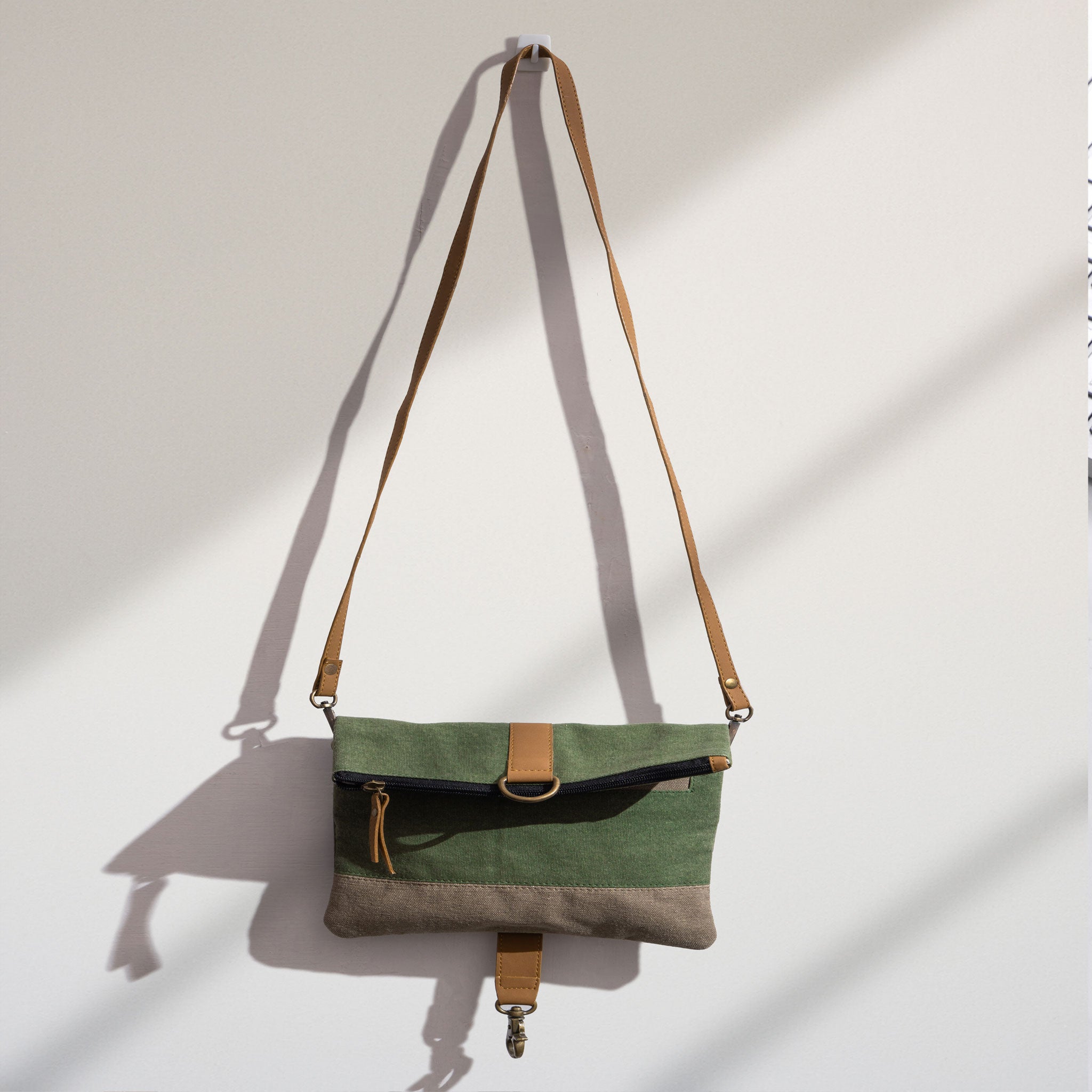 Mona B Women's Finley Canvas Recycled Crossbody Bag (Moss) - (M-2511)