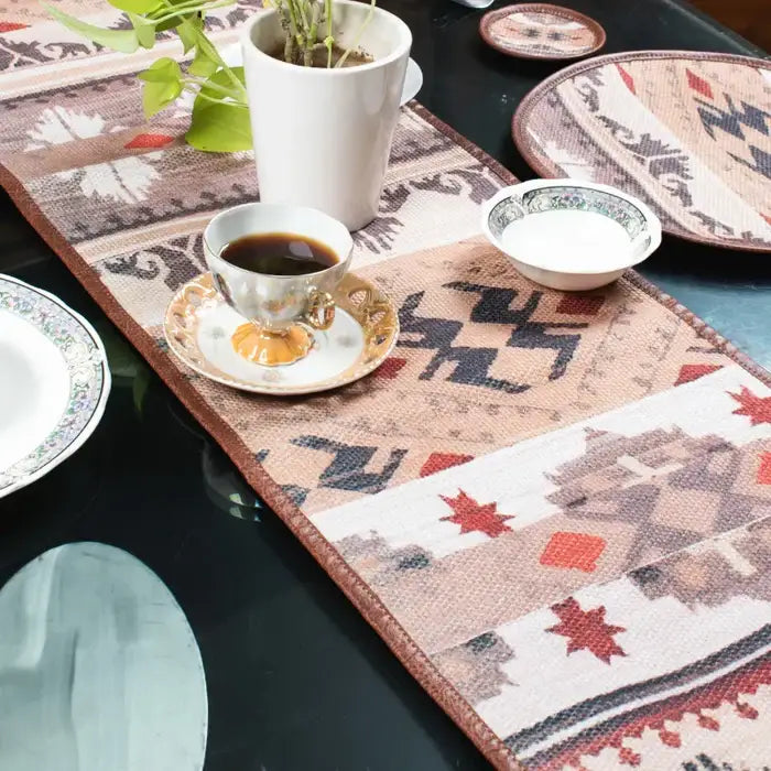 Mona B - Printed Runner, 13X 60 INCH, Best for Bed-Side Table/Center Table, Dining Table/Shelves - BR-501 RUM