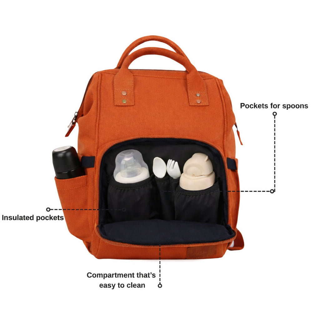 Mona B Verde Diaper Backpack: Rust