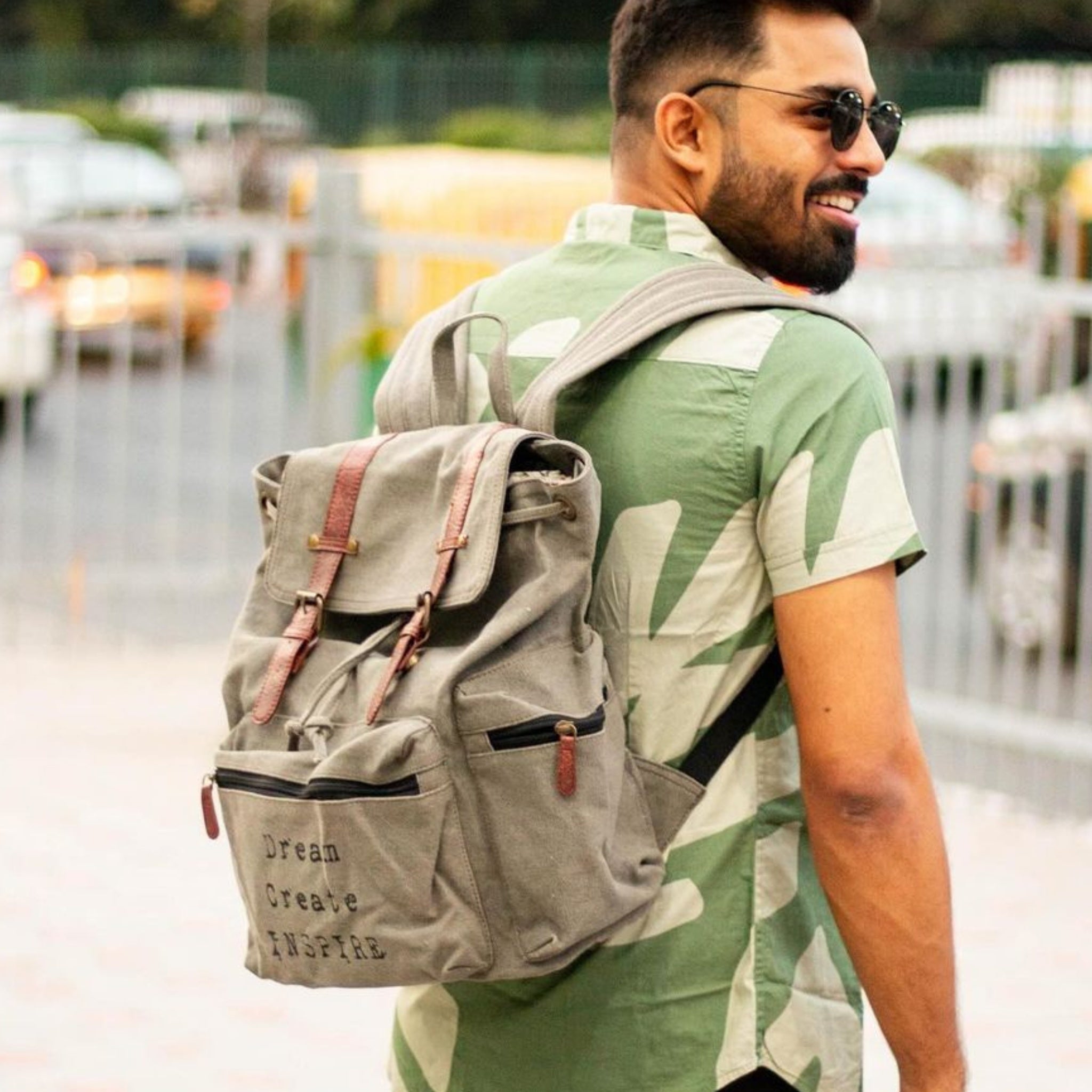 Mona B Upcycled Canvas Back Pack for Office | School and College with Upto 14" Laptop/ Mac Book/ Tablet with Stylish Design for Men and Women: Dream
