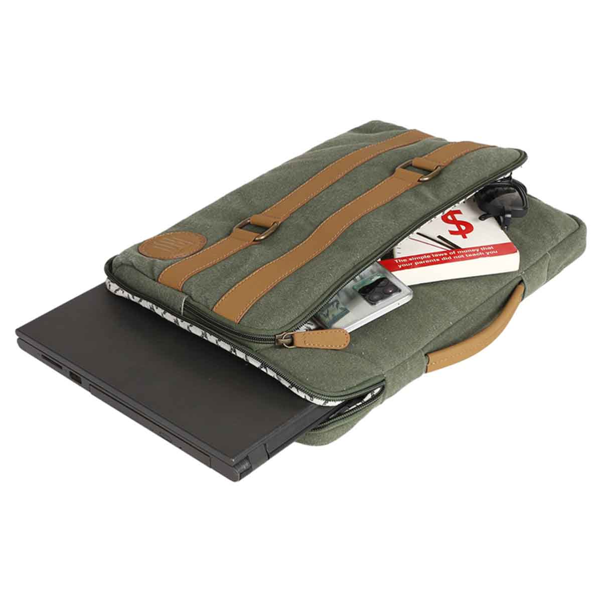 Buy MonaB Unisex Delta Canvas Vegan Leather Laptop Sleeve