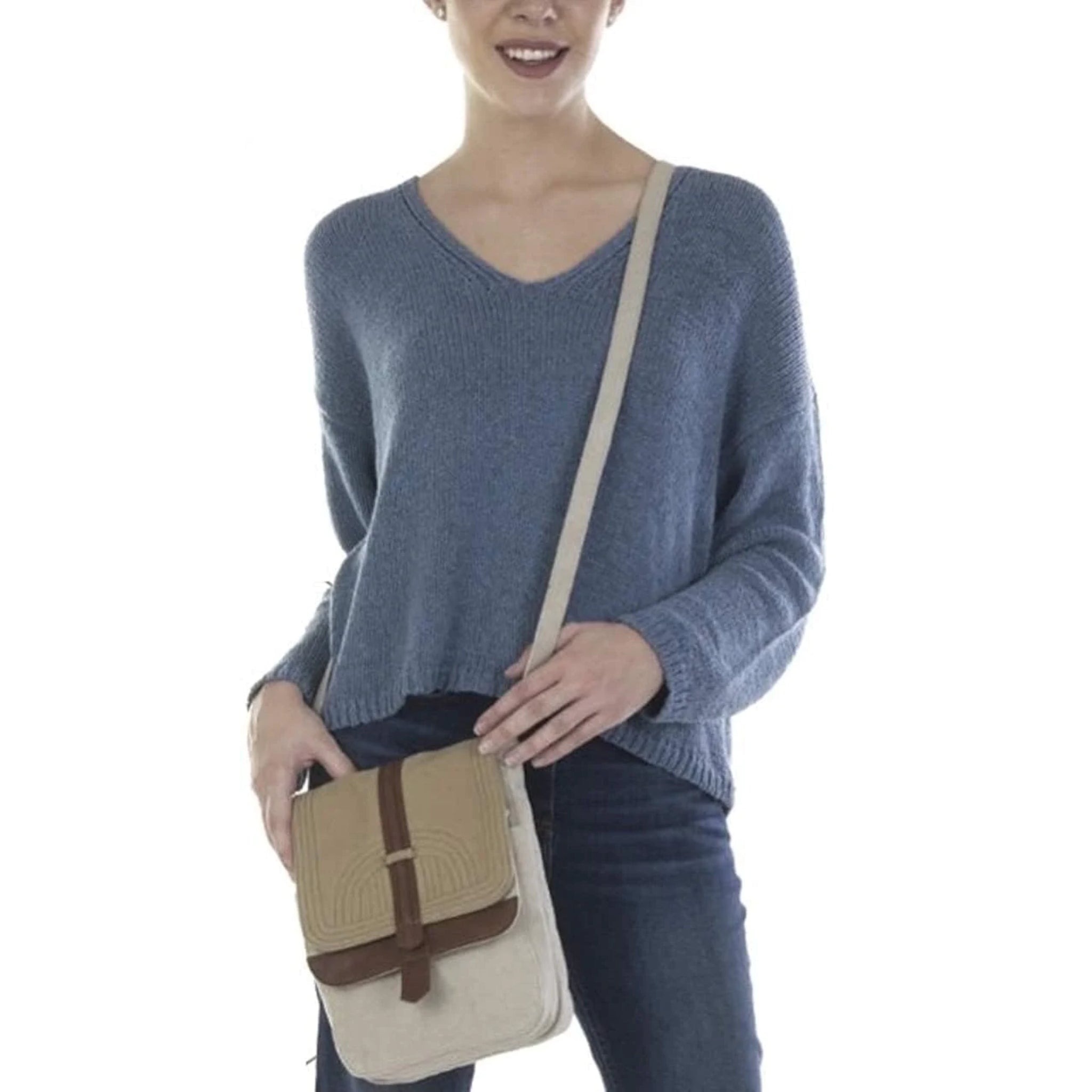 Mona B - 100% Cotton Canvas Medium Sling Crossbody Bag with Stylish Design for Women (Golden Rod) MonaB India