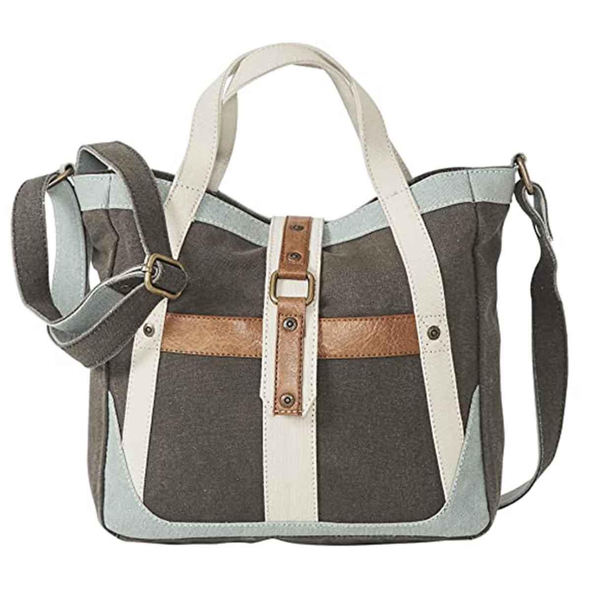 Mona B - 100% Cotton Canvas Messenger Crossbody Vintage Sling Bag with Stylish Design for Women: Escape (Brown) MonaB India