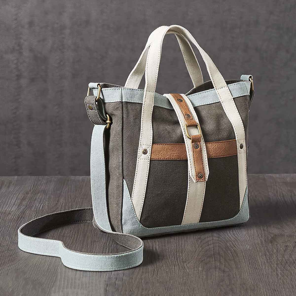 Mona B - 100% Cotton Canvas Messenger Crossbody Vintage Sling Bag with Stylish Design for Women: Escape (Brown) MonaB India