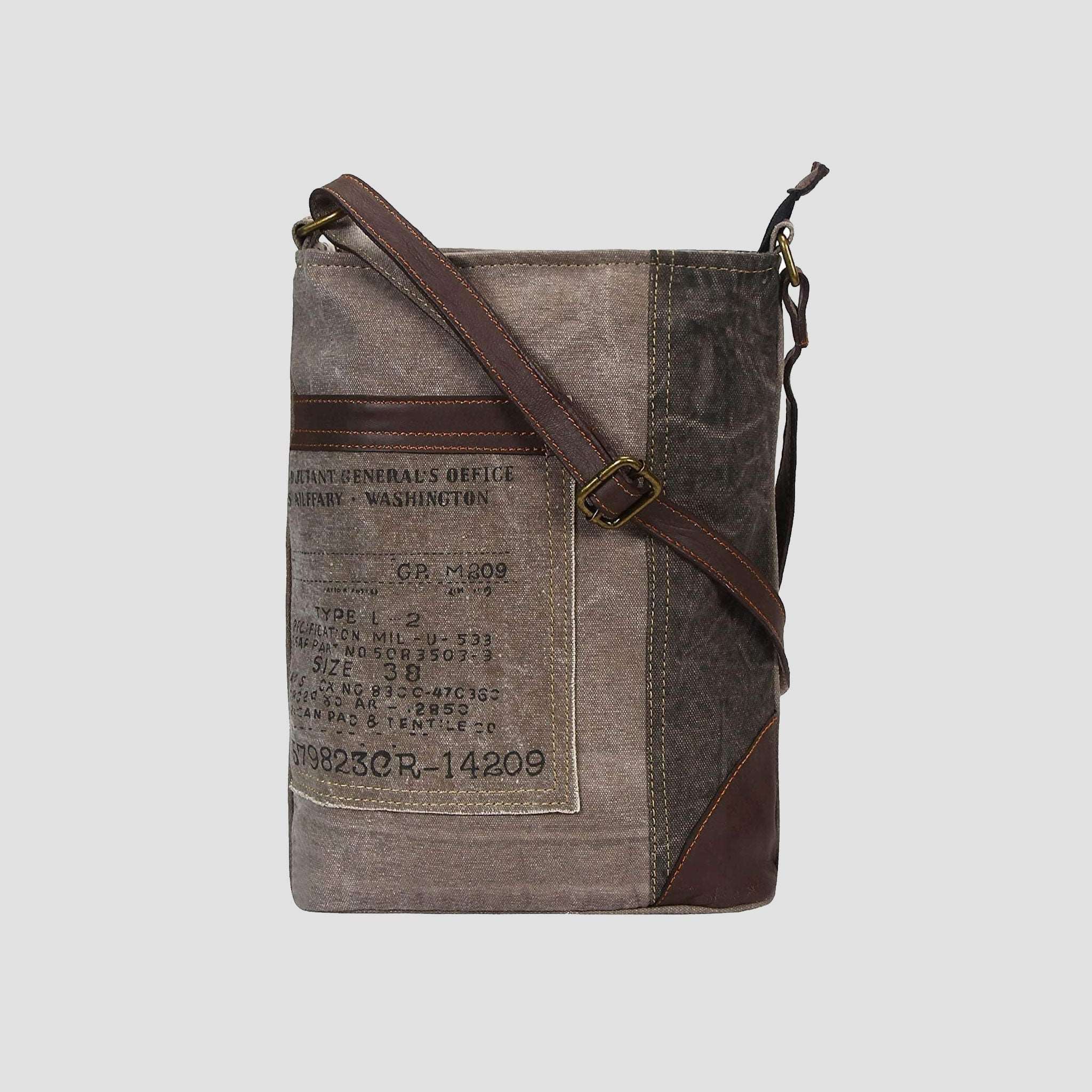 Mona B - 100% Cotton Canvas Messenger Crossbody Vintage Sling Bag with Stylish Design for Women: Escape (Grey) MonaB India