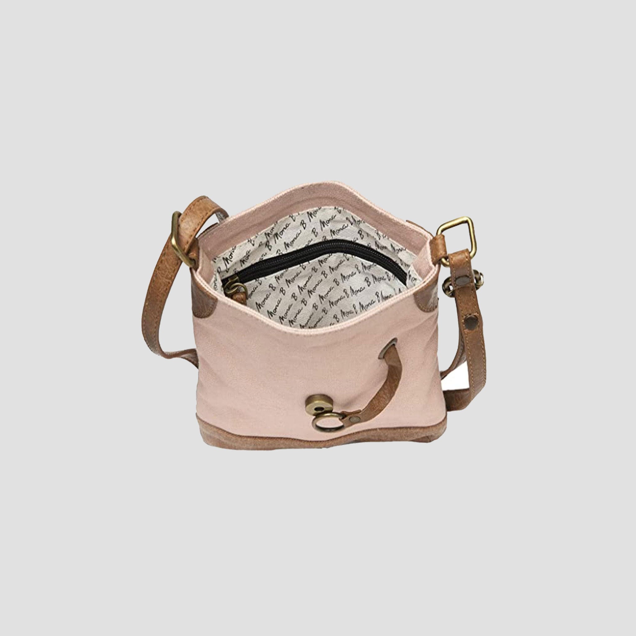 Mona B - 100% Cotton Canvas Small Messenger Crossbody Vintage Sling Bag with Stylish Design for Women (Pink) MonaB India