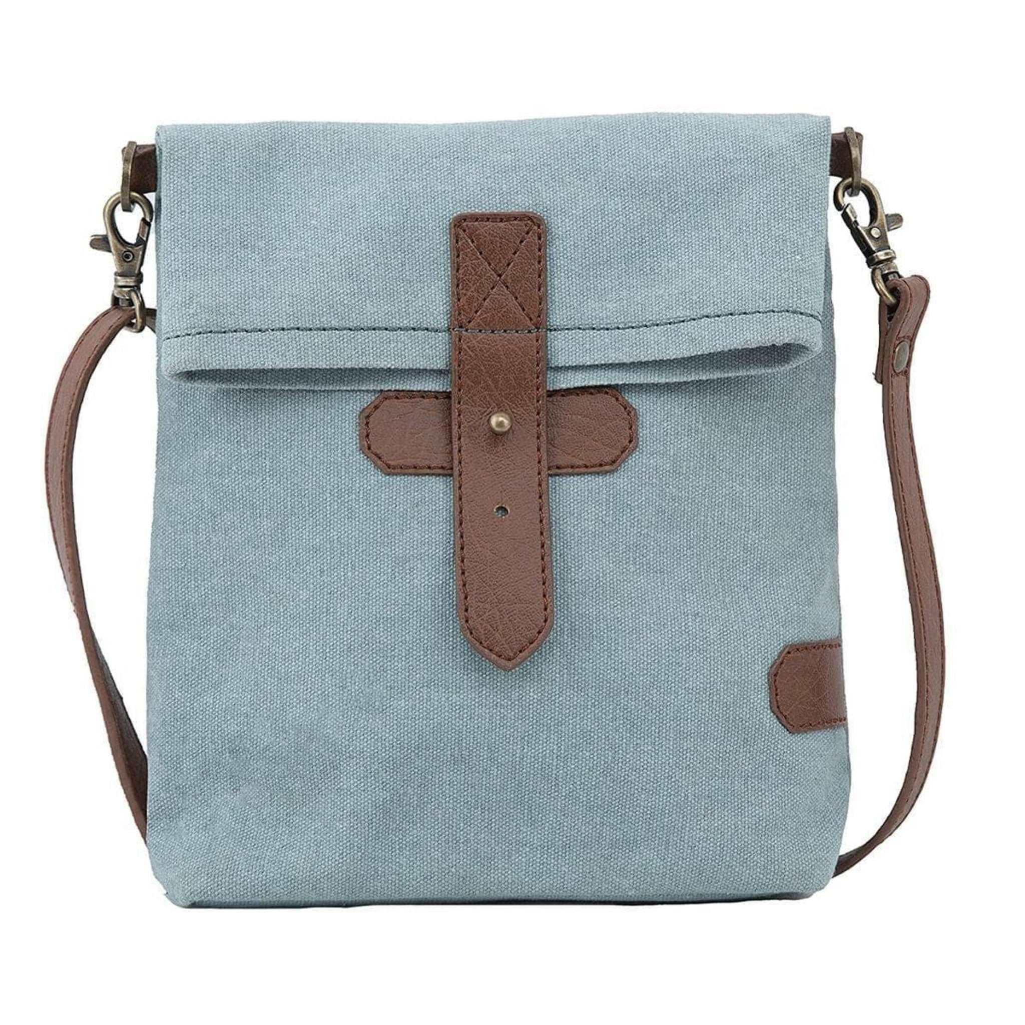 Mona B - 100% Cotton Canvas Small Messenger Crossbody Vintage Sling Bag with Stylish Design for Women: Sky (Sky) MonaB India
