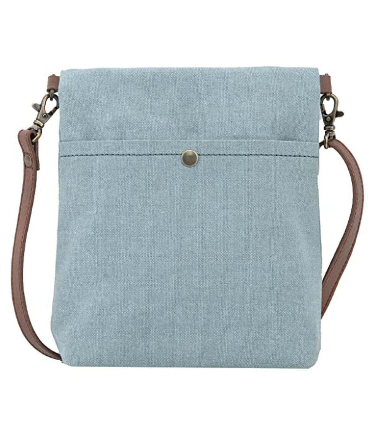 Mona B - 100% Cotton Canvas Small Messenger Crossbody Vintage Sling Bag with Stylish Design for Women: Sky (Sky) MonaB India