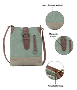 Mona B - 100% Cotton Canvas Small Messenger Multicolor Crossbody Vintage Sling Bag with Stylish Design for Women (River) MonaB India