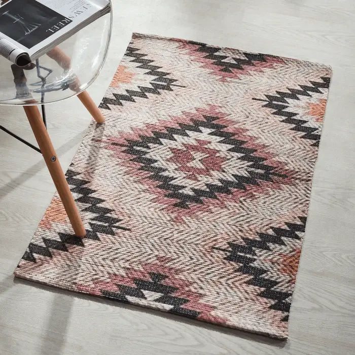 Multi Color Printed Vintage Dhurrie Carpet Rug Runner Floor Mat for Living Room Bedroom: 2 X 3 Feet