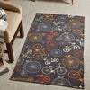 Bicycle Print Kids Room Dhurrie Carpet 3x5 Feet - Children's Floor Mat