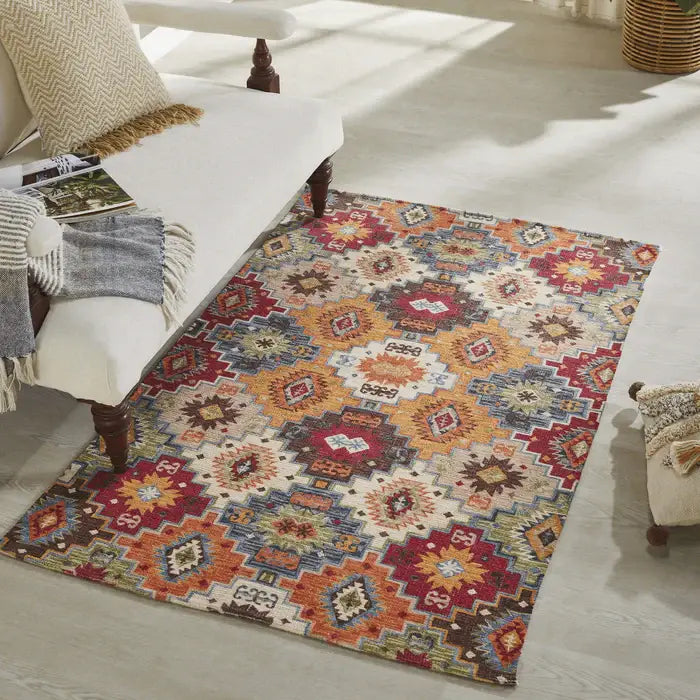 Vintage Dhurrie Carpet 3.5x5.5 Feet - Multicolor Rug for Living Room and Bedroom