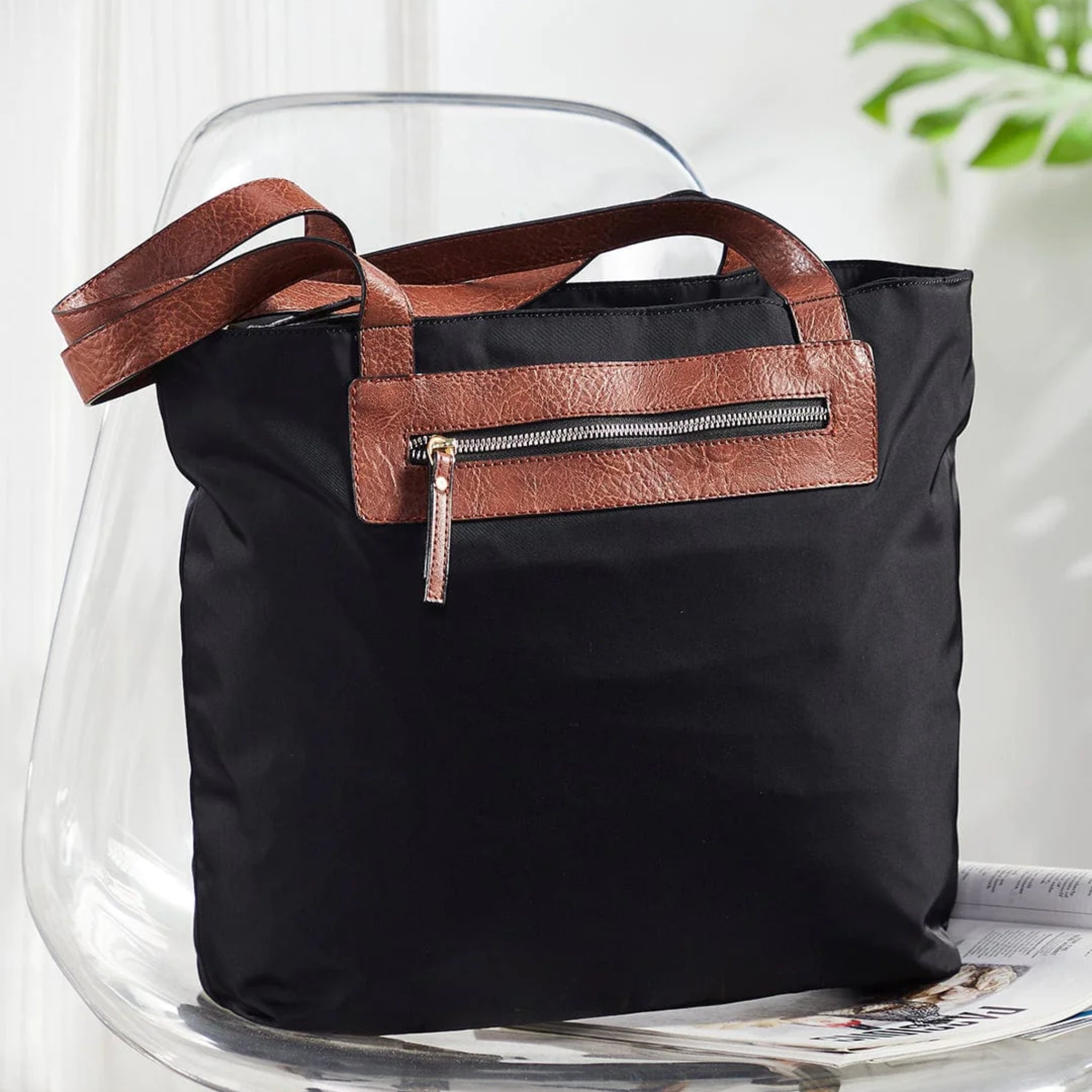 Mona-B Bag Mona B Handbag for Women | Zipper Tote Bag | Crossbody Sling Bag for Grocery, Shopping, Travel | Shoulder Bags for Women: Set of 2 (Black)