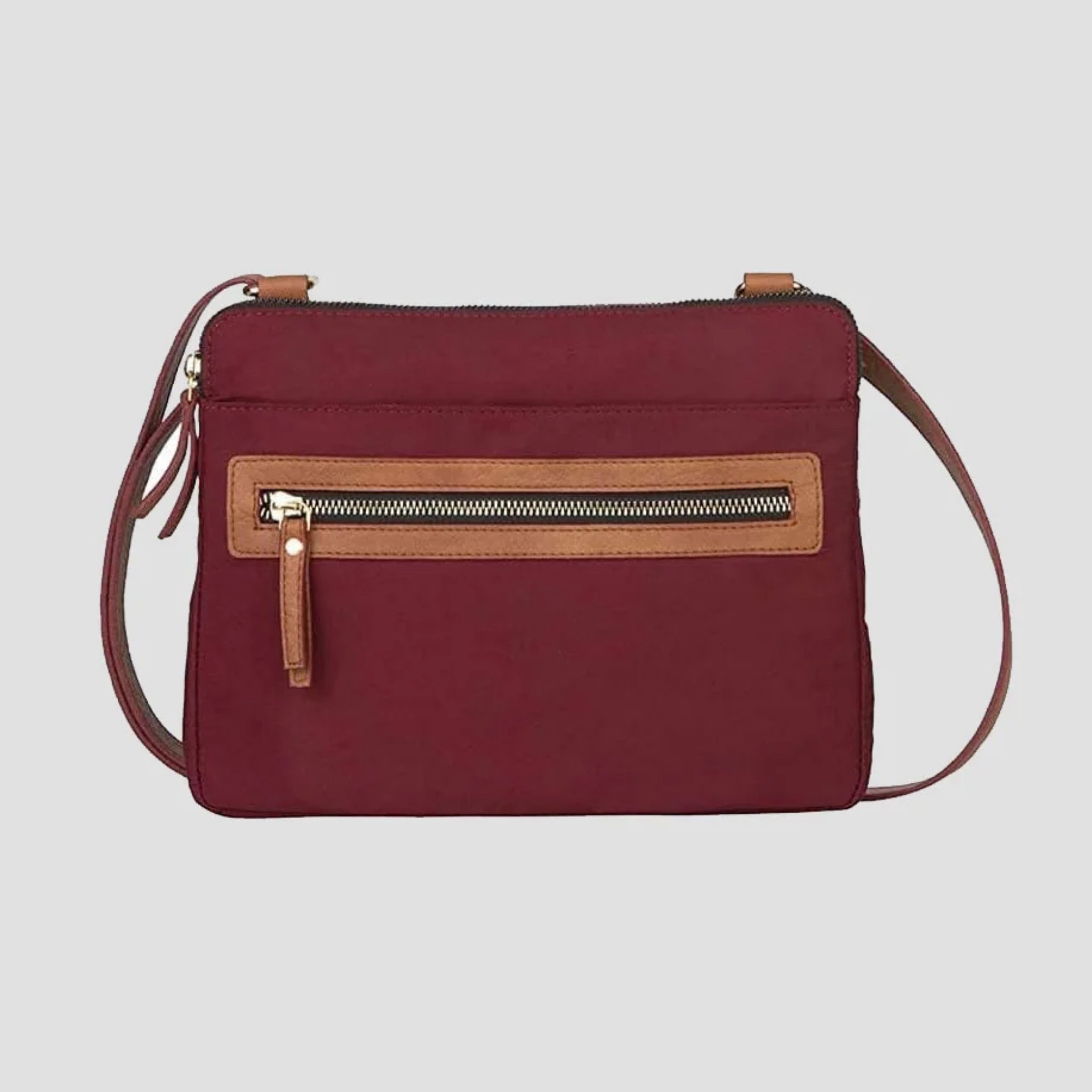 Mona B - Medium Messenger Crossbody Bag with Stylish Design for Women (Wine)