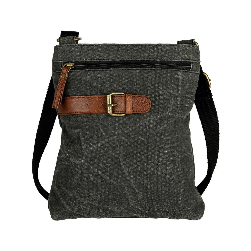 Mona B - Upcycled Canvas Messenger Crossbody Bag with Stylish Design for Men and Women: Flap