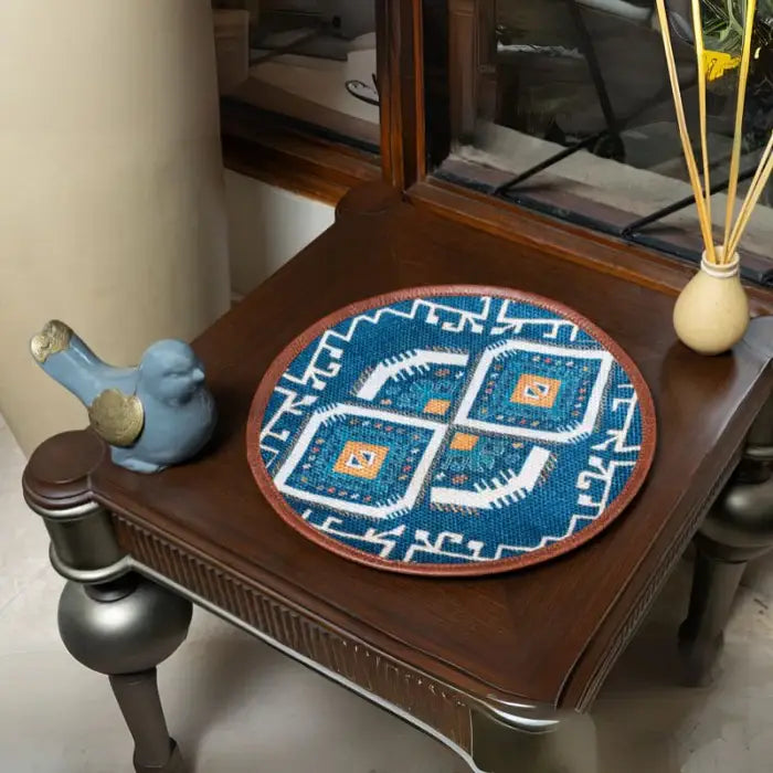 Mona B - Set of 2 Printed Placemats, 13 INCH Round, Best for Bed-Side Table/Center Table, Dining Table/Shelves - BR-503 P