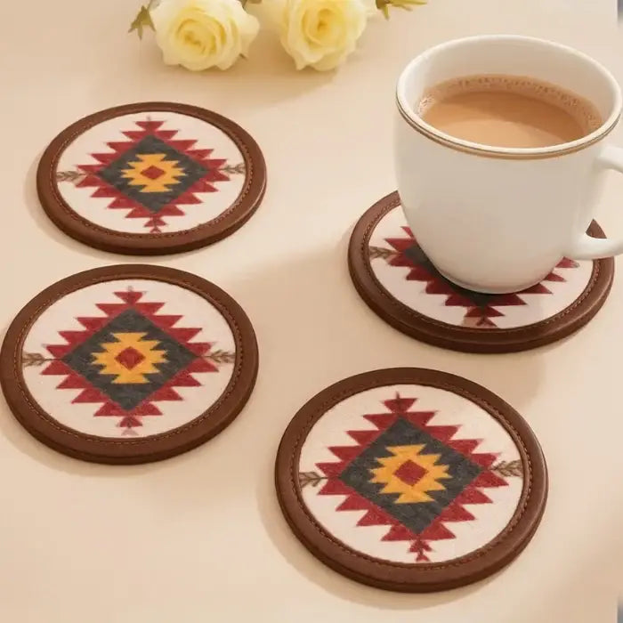 Mona B - Set of 4 Printed Coasters, 4.5 INCH Round, Best for Bed-Side Table/Center Table, Dining Table - BR-500 CO