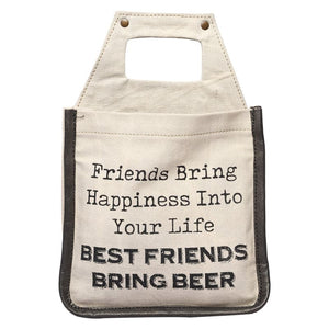 Mona-B Bag Mona B 100% Canvas Beer 6 Pack Carrier, Caddy, Holder, Tote, Basket, Bottle Holder (Best Friends)