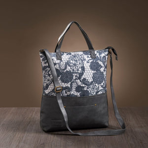 Mona-B Bag Mona B Canvas Large Vintage Handbag, Shoulder Bag, Zipper Tote Bag for Shopping, Travel with Stylish Design For Women (Grey, Kilim) - M-7002