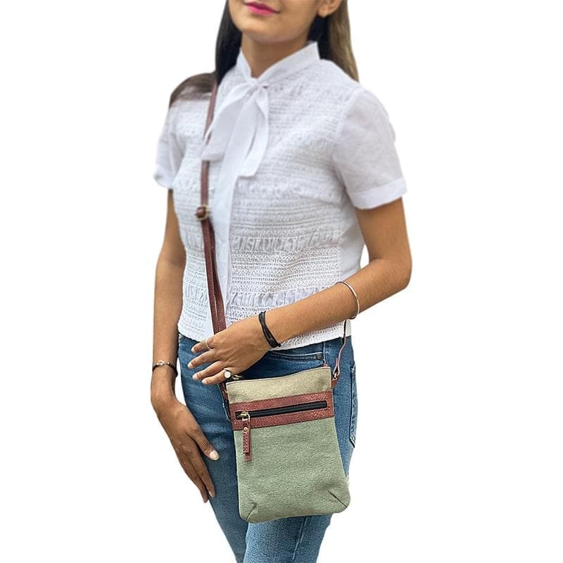 Mona-B Bag Mona B - Cotton Canvas Small Sling Cross-body Bag with Stylish Design for Women (Blue, River)
