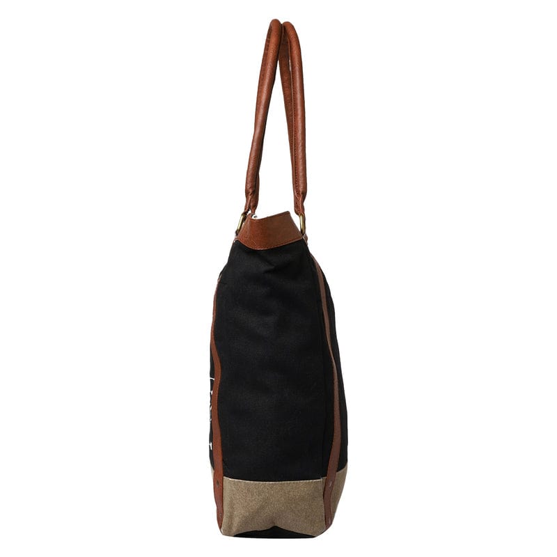 Mona-B Bag Mona B Large Canvas Handbag for Women | Zipper Tote Bag for Grocery, Shopping, Travel | Stylish Vintage Shoulder Bags for Women (Black) - (M-6014)
