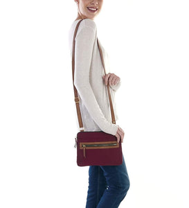 Mona-B Bag Mona B - Medium Messenger Crossbody Bag with Stylish Design for Women (Wine)