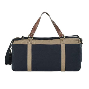 Mona-B Bag Mona B - Navy 100% Cotton Canvas Duffel Gym Travel and Sports Bag with Outside Zippered Pocket and Stylish Design for Men and Women