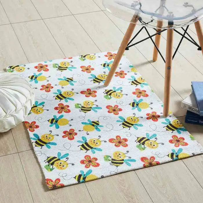 Printed Kids Learning Dhurrie Carpet 2x3 feet - Cute Animal Print Floor Mat for Children's Room